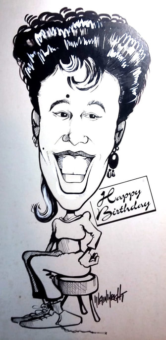 A birthday caricature drawn of a very beautiful and special woman